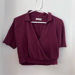 Urban Outfitters Burgundy Blouse size XS 100% cotton